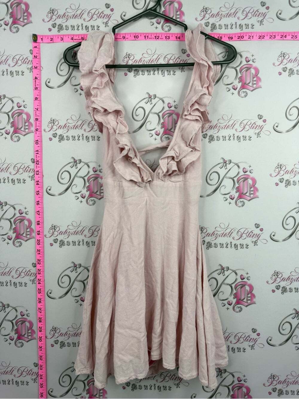 White Fox Boutique dress ruffle Blush Pink Ruffle V-Neck Mini Dress